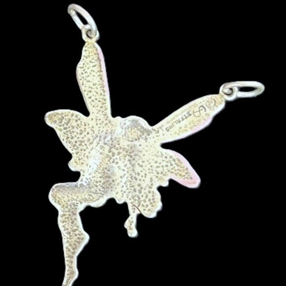 🆕 Sterling Silver Large Fairy W Pink Wings Pendant | 1.75” | 925 Stamped - Picture 5 of 11